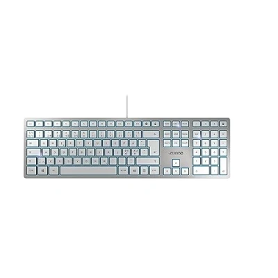 Image of CHERRY KC 6000 SLIM, Ultra Flat Design Keyboard, Pan Nordic Layout (QWERTY), Wired (USB A Connection), Quiet, Durable Key Labelling, Silver