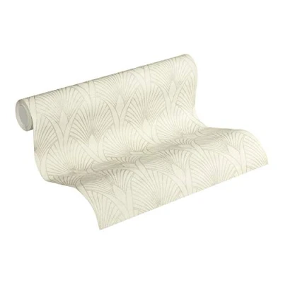 Image of Art Deco Wallpaper 50&#039;s Glam New Walls A.S. Création Non Woven 10.05 m x 0.53 Creme Gold White Made in Germany 374271 37427 1