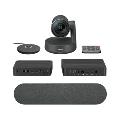 Image of Logitech Rally Camera Kit Video Conference System 4K UHD Camera, Display &amp; Table Hub, Speaker, Mic Pod, Remote Control, Power Supplies Cables (Renewed)