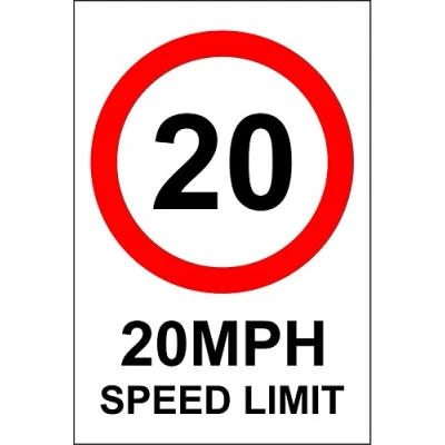 Image of 20 mph Speed limit sign 3mm Aluminium 400mm x 300mm