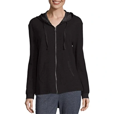 Image of Hanes womensO46931French Terry Full zip Hoodie Long Sleeve Warm Up or Track Jacket blue XL