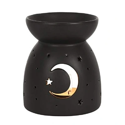 Image of JJA Wax Melt Burner, Black Moon Cut Out Oil Essential Oils and Melts Tea Light Holder Fragrance the Home Aromatherapy Witchcraft
