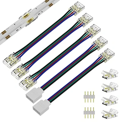 Image of PAUTIX RGB COB LED Strip Connector Set,Included 4 Pin Connector, Transparent Gapless Connectors,Dual Ends Extension Connectors and 4Pin Plug for 10mm Width Light Strip(NOT 5mm/8mm Lights)