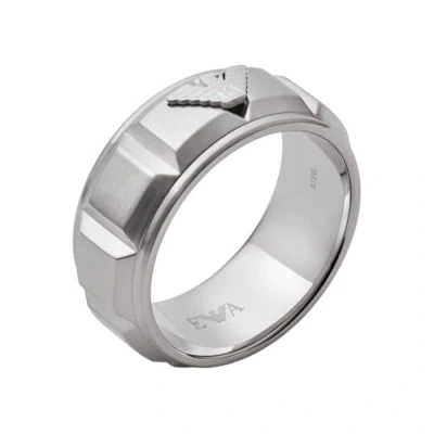 Image of Emporio Armani Ring for Men Sentimental, Length: 25mm, Height: 9.5mm, Width: 25mm Silver Stainless Steel Ring, EGS2908040