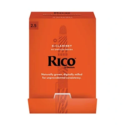 Image of D’Addario Woodwinds Rico Bb Clarinet Reeds for Crafted Beginners, Students, Educators Strength 2.5, 50 pack