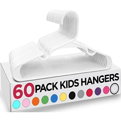 Image of Utopia Home Plastic Kids Hangers for Clothes Baby Nursey &amp; Closet Durable and Slim Children Space Saving Toddler Infant Coat (Pack of 60,White)