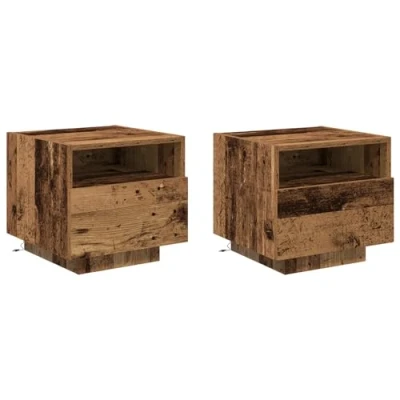 Image of vidaXL rustic bedside tables solid reclaimed wood vintage charm for bedroom/living room with drawer storage