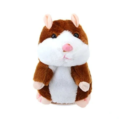 Image of TOYMYTOY Talking Hamster Plush Toy Repeats What You Say Mimicry Pet Electronic Record for Kids Early Learning Gift (Light Brown)
