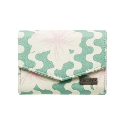 Image of Roxy Women&#039;s Wallet ID Window Passport Zip Closure Card Slots Travel Everyday Carry Faux Leather, Sideral Love Basil Party Wave, Love, Bifold