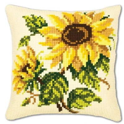 Image of Vervaco Cross Stitch Cushion: Sunflowers,Setof1,