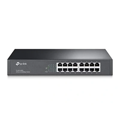 Image of TP Link TL SF1016DS 16 Port 10/100Mbps Ethernet Switch, 13 inch Rack Mount/Desktop, Steel Case, Lifetime Warranty