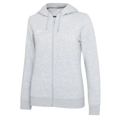 Image of Umbro Womens/Ladies Club Leisure Full Zip Hoodie (Grey Marl/White) Multicolour Size Small