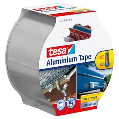 Image of tesa Ruban Adhésif Aluminium Bande Auto Adhésive en pour la Réparation et l&#039;Isolation de Surfaces Métalliques Résistante Haute Température, Imperméable 10 m x 50 mm