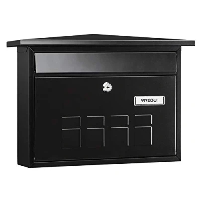 Image of ARREGUI Decorative Post Box Wall Mounted Outside Steel Mail Stylish A4 Magazine Size? High Quality Black