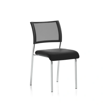 Image of Brunswick Visitor Chair Black Fabric Without Arms Chrome Frame