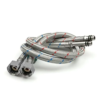 Image of Xcel Home 2 x M10 x1/2 Flexible Tap Connectors (500mm) 10 Lengths Pair of BSP Kitchen/Basin Monobloc Mixer Flexi Pipe Tails Braided Stainless Steel