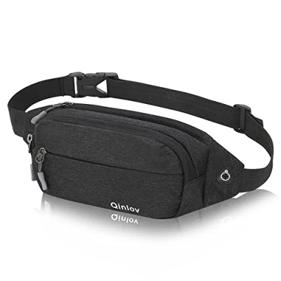 Image of Waterproof Bumbags Running Belt Ligthweight Pouch Waist Packs Breathale Cycling Bum Bag Hiking Travel Dog wolking for Women Men Ladies Boys (Black)