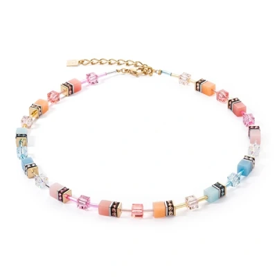 Image of Coeur De Lion Gold Aqua Apricot Cubes Necklace