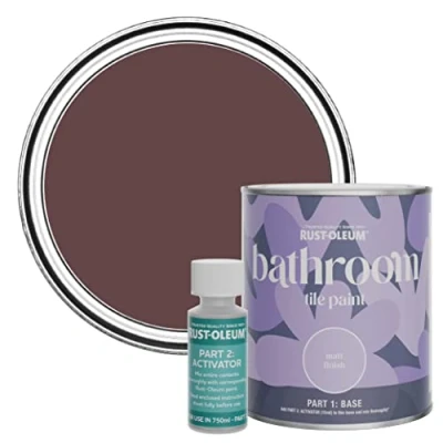 Image of Rust Oleum Purple Water Resistant Bathroom Tile Paint in Matt Finish Mulberry Street 750ml