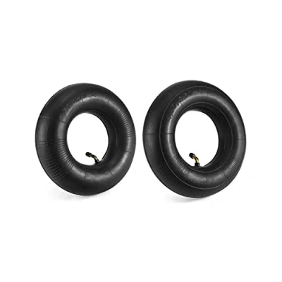 Image of QWORK® 2 Pieces 4.10/3.50 4 Wheelbarrow Inner Tube, Replacement Tubes, Bent Valve, for Lawn Movers, Hand Trucks