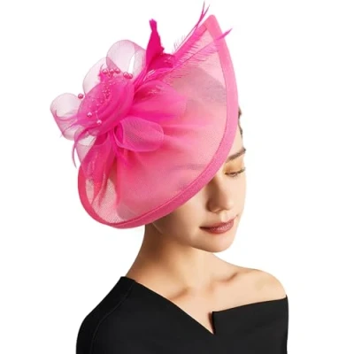 Image of DRESHOW Fascinator Hats Tea Party Hat Vintage Pillbox Headband Cocktail Headwear for Girls and Women