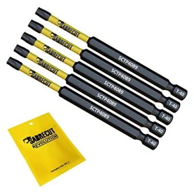 Image of 5 x SabreCut SCTP4089_5 89mm T40 TX40 Torx Tamper Proof Security Magnetic Impact Screwdriver Driver Bits Set Heavy Duty Compatible with Dewalt Milwaukee Bosch Makita and More