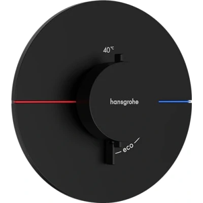Image of hansgrohe ShowerSelect Comfort S thermostat conceiled, bathroom tap with safety stop at 40 C, round for showers and bath tubs, shower mixer 3 functions, matt black, 15559670