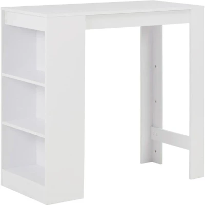 Image of vidaXL Bar Table with White Engineered Wood Contemporary Dining 3 Layer Shelf and Enhanced Stability for Kitchen or Room