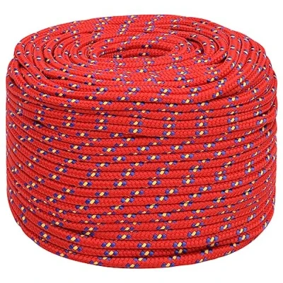 Image of vidaXL Durable Polypropylene Boat Rope, 8 mm x 50 m, Suitable for Sailing, Boating, and More, Weather Resistant, Easy to Handle, Red Colour