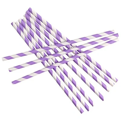 Image of Neviti Paper Straws Purple Stripes 25 Pack