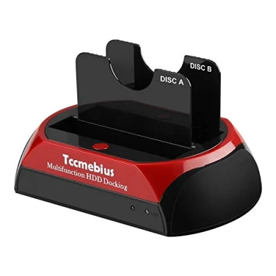 Image of Tccmebius USB 3.0 Hard Drive Docking Station, TCC S868 UK to 2.5 3.5 Inch SATA IDE Dual Slots Reader External Enclosure, for 2.5&quot; 3.5&quot; I/II/III HDD SSD