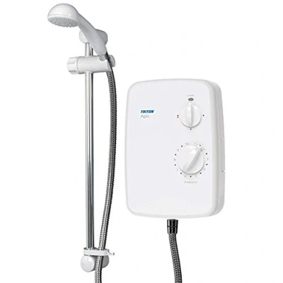 Image of Agio Shower Electric 8.5 KW Triton I WHITE Electrical Showers with Showerhead and Anti Twist Hose Best Units for Bathrooms Chrome finish