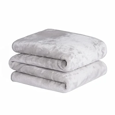 Image of Dreamscene Luxury Faux Fur Mink Fleece Throw Over Sofa Bed Soft Warm Blanket, Silver, 200 x 240 cm, King, Large