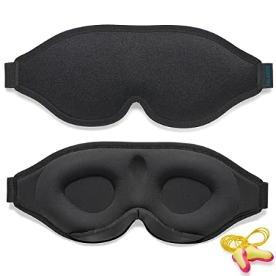 Image of 2024 Innovative Sleep Mask for Men and Women, Trilancer 3D 100% Light Blocking Design, Comfortable Eye mask, Blackout Blindfold Sleeping, Nap, Meditation, Travel, with Earplugs (Black)