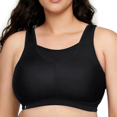 Image of Glamorise Full Figure Plus Size No Bounce Camisole Elite Sports Bra Wirefree #1067 Black