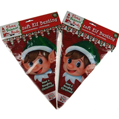 Image of Elves Behavin Badly Set Of 2 Christmas Elf Bunting 40ft Long