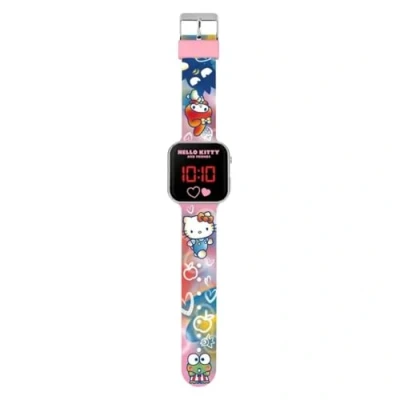 Image of Hello Kitty Girls Pink Digital LED Quartz Silicone Strap Watch
