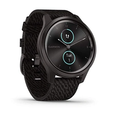 Image of Garmin [ Renewed ] vívomove Style, Stylish Hybrid Smartwatch with Health and Fitness functions, Real Watch Hands, Hidden Colour Touchscreen Display, Up to 5 days battery, Graphite Black (Renewed)