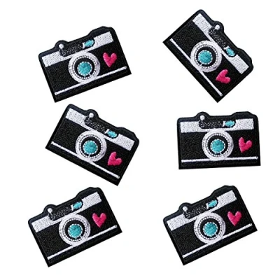 Image of XUNHUI Cute Camera Embroidered Patch for Clothing Iron on Sew Applique Fabric Badge Garment DIY Apparel Accessories 6 Pieces