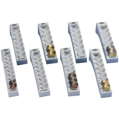 Image of Wedo 161700837 Complete Plastic Coin Grooves Set of 8 Loose 27.2 x 18 4.4 cm Light Grey