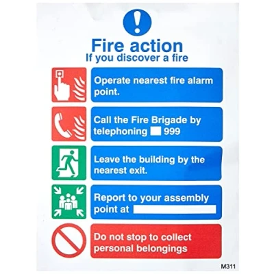 Image of Seco Fire Action If You Discover A Sign, 150mm x 200mm Self Adhesive Vinyl