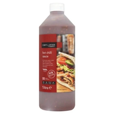 Image of Chef&#039;s Larder Hot Chilli Sauce 1 Litre (Pack of 6 x 1ltr)