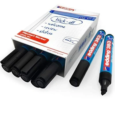 Image of Edding 383 Flipchart Marker Chisel Tip 1 5mm Black Ref [Pack 10]