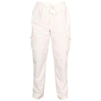 Image of SHOPOHOLIC FASHION Mens Elastic Waist Cargo Pants Plain Hippy Combat Trousers (Cream/M)