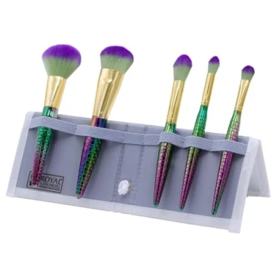 Image of MODA Royal &amp; Langnickel Travel Size Mythical Sweet Siren 6pc Makeup Brush Set with Pouch, Includes Powder, Complexion, Highlight and Glow, Cease, Eye Shader Brushes, Multi Color