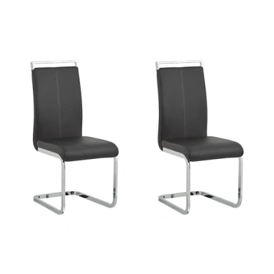 Image of Beliani Set of 2 Faux Leather Black Cantilever Dining Chairs Greedin