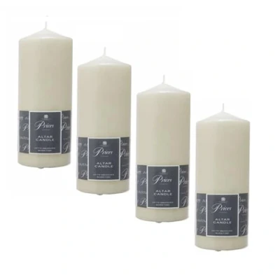 Image of 4 X Prices Ivory Altar Candle 200mm 80mm 100 Hours Burn Time