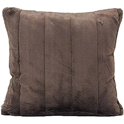 Image of Paoletti Empress Faux Fur Feather Filled Cushion Taupe One Size