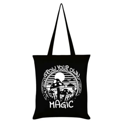 Image of Grindstore Mushrooms Grow Your Own Magic Tote Bag Black 38x42cm