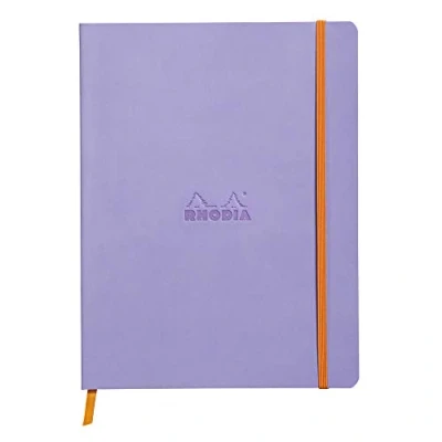 Image of RHODIA 117509C Iris Soft Notebook 19x25 cm Lined 160 pages Clairefontaine Ivory Paper 90 g/m Bookmark, Elastic Closure Faux Leather Cover Rhodiarama Collection